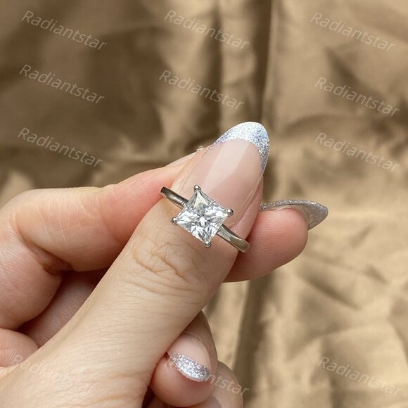 NEW Certified 2ct. t.w. Princess Cut Moissanite  Ring - Picture 3 of 8